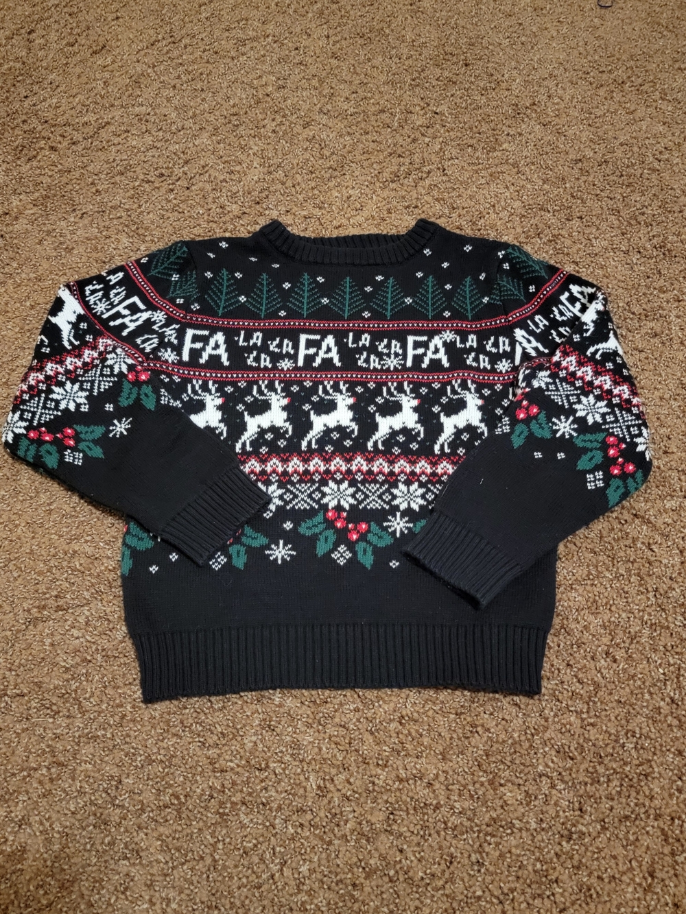 Kids Black Holiday Reindeer Sweater - Festive Knit Pullover